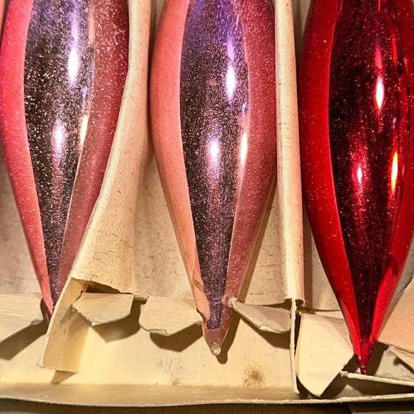 6 Vtg Xmas tree raindrop or teardrop glass ornaments- made in Poland - Picture 5 of 7